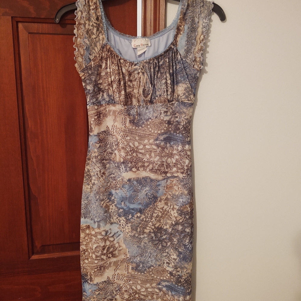 Vintage style blue/tan dress